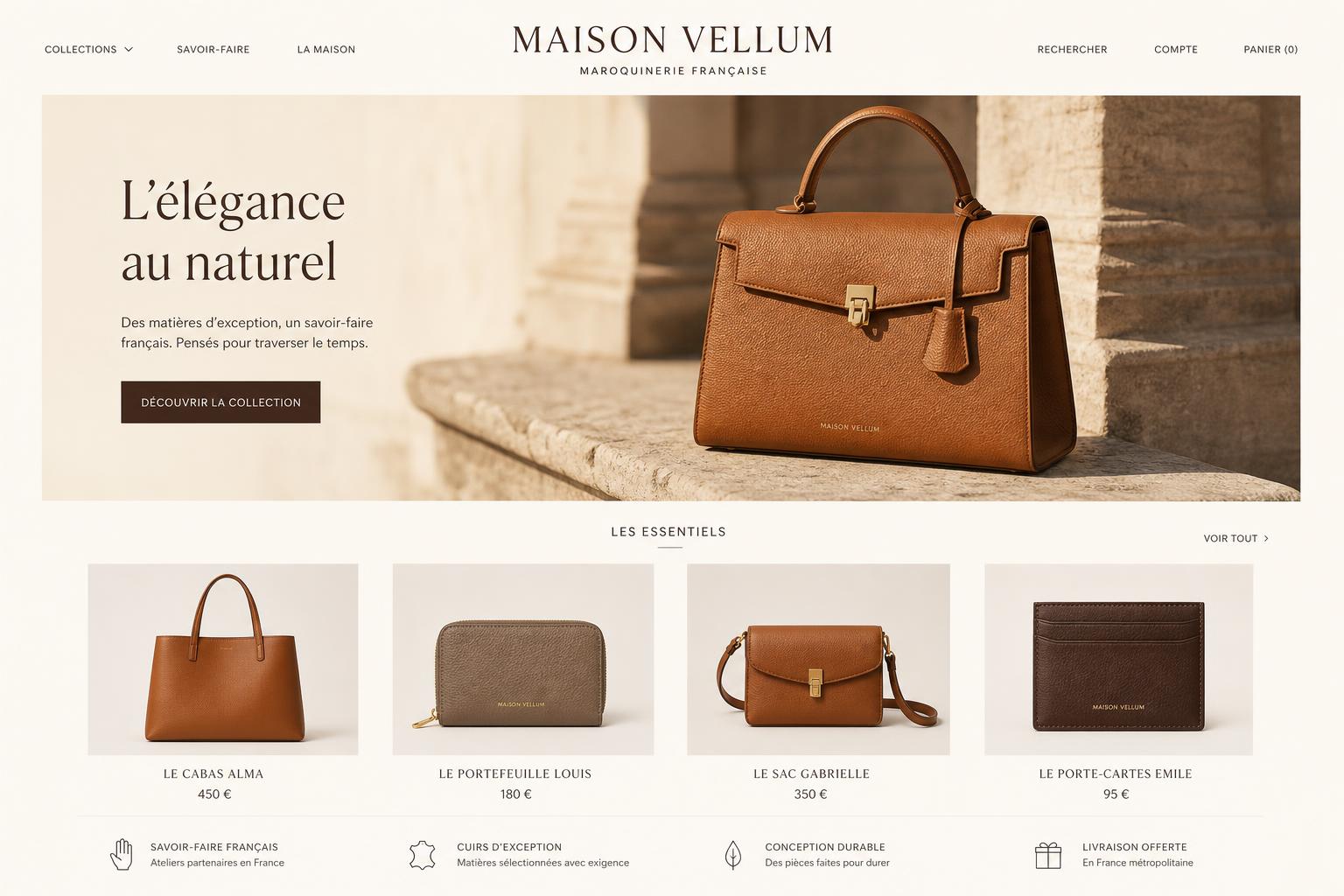 Maison Vellum — aperçu desktop